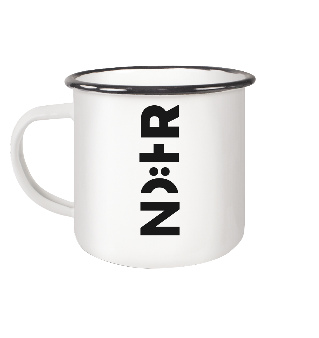 Die RHÖN in HOCH - Emaille Tasse (Black)