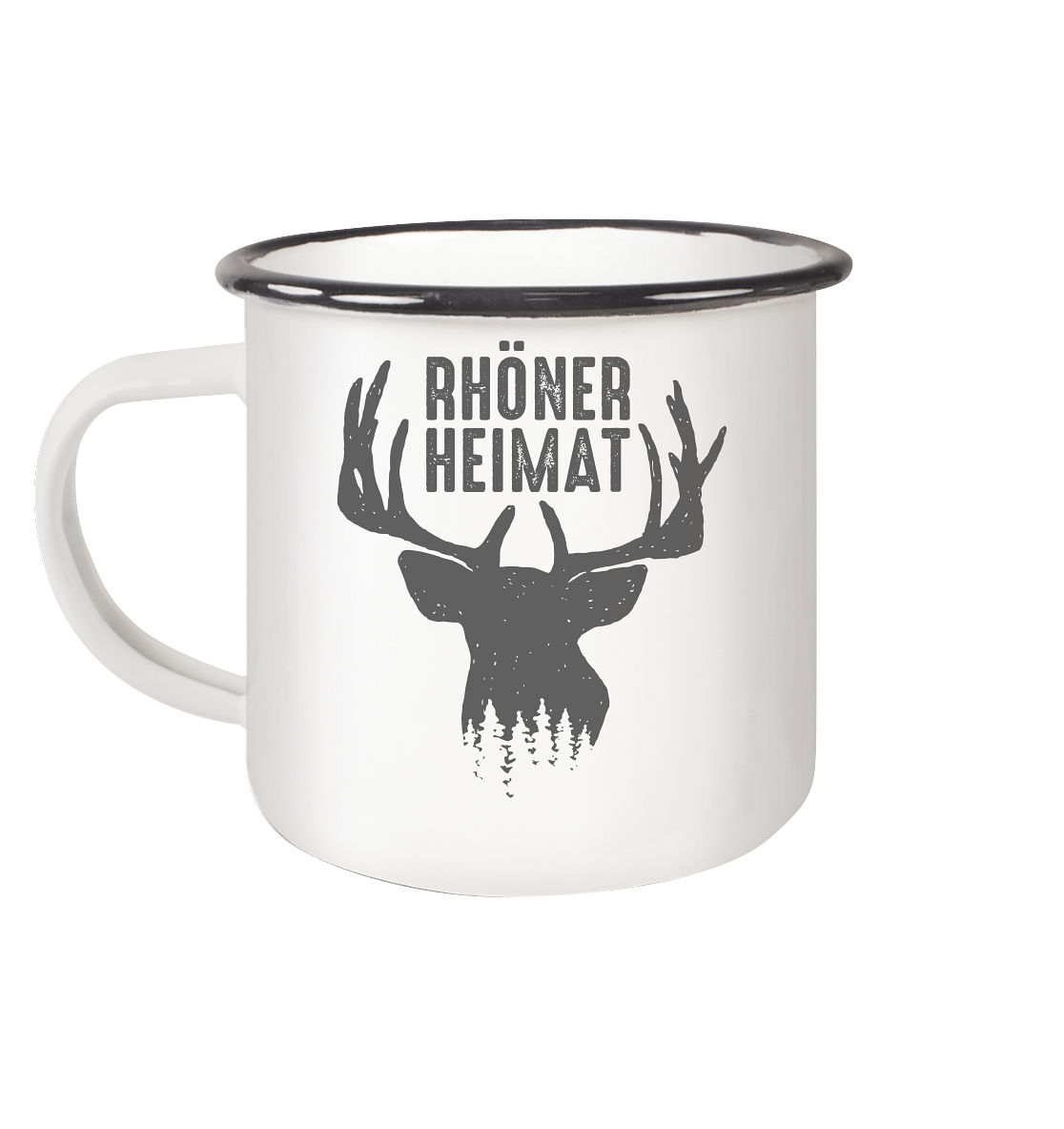 RHÖN HIRSCH - Emaille Tasse (Black)