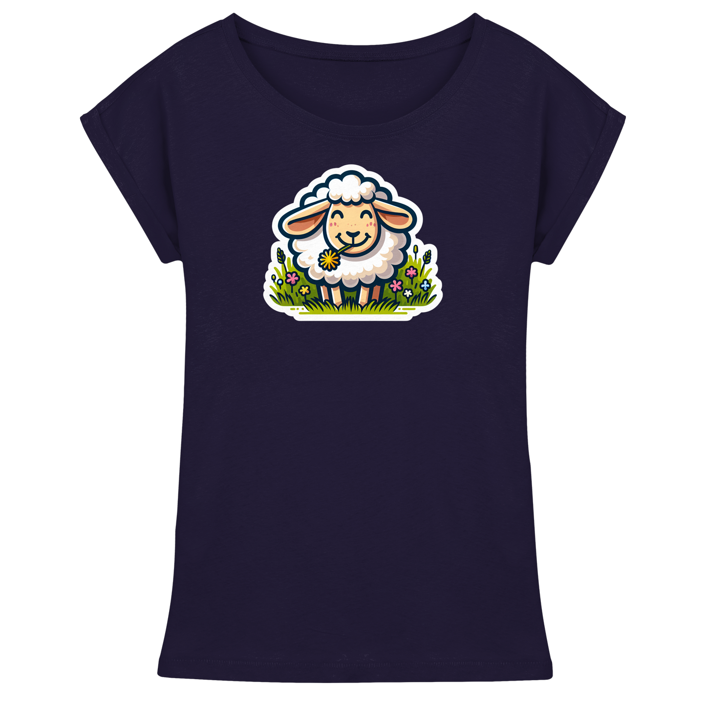 HAPPY SHEEP - Womens Extended Shoulder T-Shirt