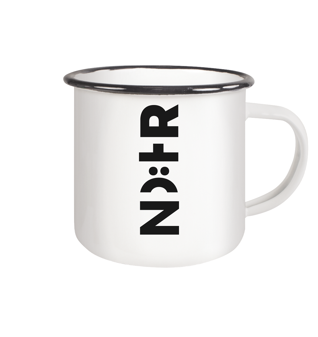 Die RHÖN in HOCH - Emaille Tasse (Black)