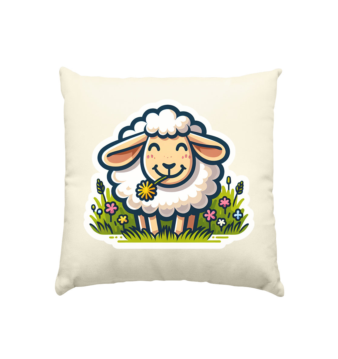 HAPPY SHEEP - Kissen natur 40x40cm